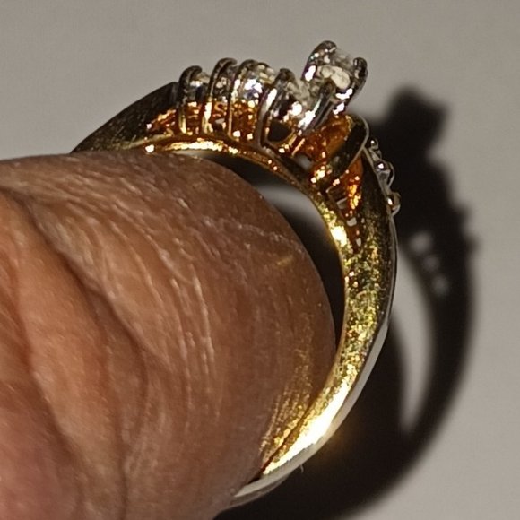 Vintage Gold Plated and CZ Cocktail Ring Size 7 - Picture 5 of 16